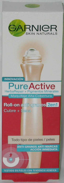 SKIN NAT.PURE ACTIVE ROLL-ON ANTI GRANOS 2 EN 1 - 15 ML.