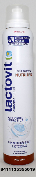 BODY MILK LACTOVIT MOUSSE NUTRITIVA METAL SPRAY 200 ML
