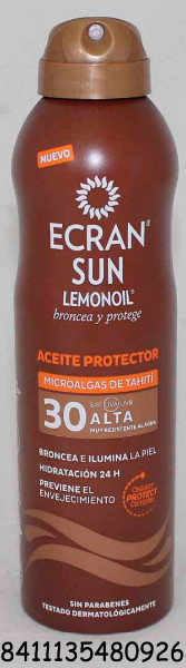 ECRAN SUN LEMONOIL ACEITE AEROSOL METAL PROTEC.FP-30 -250 ML
