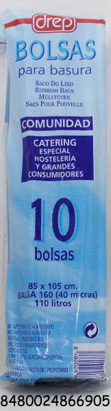 BOLSA BASURA DREP 85X105 10 UDS.  